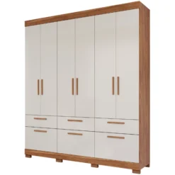 Guarda-roupa Porto 6 Portas Cinamomo/ Off White